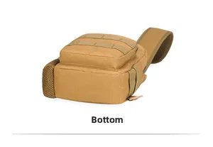 Base view of khaki tactical chest bag showing durable nylon material and Molle webbing