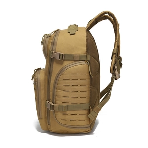 Zaino tattico da trekking marrone con sistema MOLLE laser e schienale traspirante imbottito