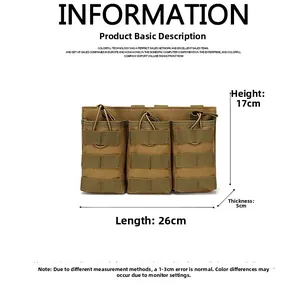 Detail view of the triple coyote brown MOLLE tactical pouch with elastic pull tabs