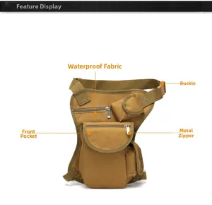 Waterproof tactical leg bag with durable nylon webbing and multiple secure compartments