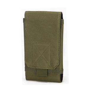 Funda táctica MOLLE para móvil en verde militar de nailon resistente con solapa frontal