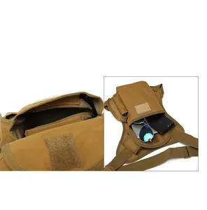 Macro detail of internal capacity in tactical drop leg bag for hiking and camping