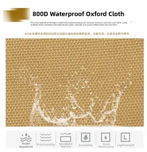 Detail of 800D oxford fabric showing waterproof, wear-resistant, and tear-resistant texture