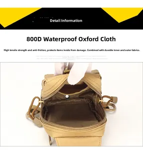 Detail of 800D waterproof oxford fabric tactical bag with internal pocket structure
