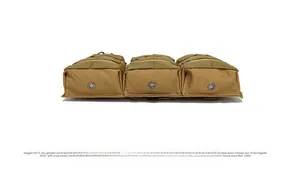 Bottom view of MOLLE tactical pouch featuring water-resistant fabric and drainage eyelets