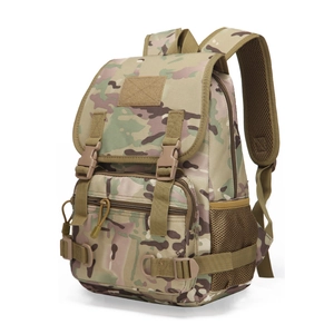Sac à dos tactique camouflage avec rabat et poche latérale en filet pour école et camping