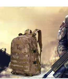 Tactical 40L camo hiking backpack with Molle system and padded straps for outdoor gear