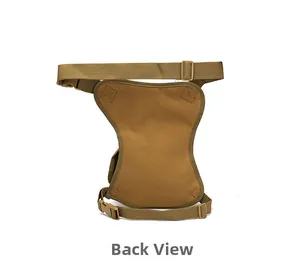 Tactical leg bag back view showing ergonomic straps and durable buckles in khaki nylon