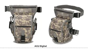 Detail view of the ACU Digital tactical leg bag showing durable nylon material and buckles