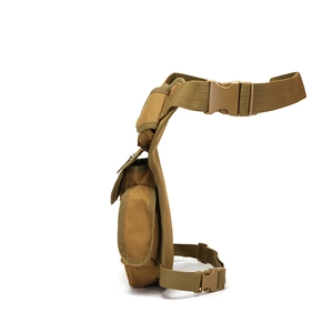 Waterproof nylon tactical leg bag in coyote brown for outdoor camping and hiking sports