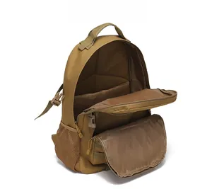 Tactical backpack internal capacity view with multi-layer dividers and mesh pockets