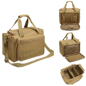 Tactical outdoor shoulder bag in khaki with MOLLE system and adjustable compartments