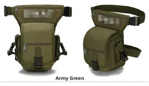 Macro view of army green tactical leg bag featuring waterproof nylon and adjustable buckles