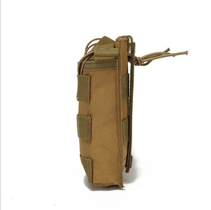 Tactical MOLLE M4 magazine pouch in coyote tan with durable nylon and bungee cord