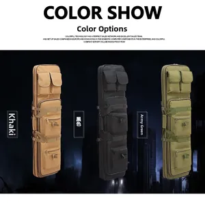 Tactical rifle protection bag shown in khaki, black, and army green durable nylon