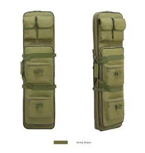 Army green tactical fishing bag with multiple storage pockets and reinforced handle