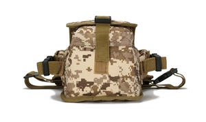 Tactical desert camo leg bag featuring durable nylon fabric and high-strength plastic buckles