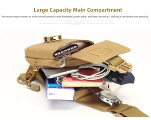 Detailed view of tactical chest bag showing large capacity for phone and outdoor gear