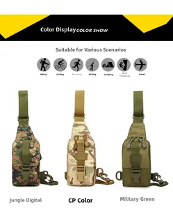 Tactical chest bags in camo and olive green with Molle system for outdoor activities