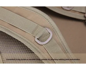 Detail of durable nylon shoulder strap with a sturdy D-ring hook for tactical gear attachment