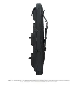 Detail view of black 120cm tactical gear bag with three side pockets and nylon fabric