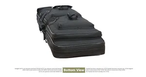 Detailed bottom view of 120cm black tactical gear bag with reinforced zipper compartments