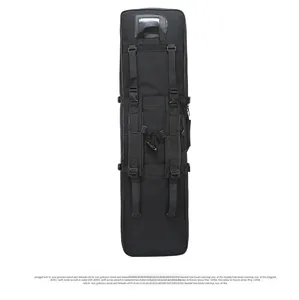 Tactical fishing bag back view featuring padded shoulder straps and clear ID window