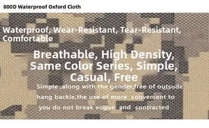 Detail of 800D waterproof Oxford fabric with desert digital camouflage pattern on bag