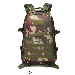 Detail view of the tactical backpack featuring new camouflage and Molle webbing system