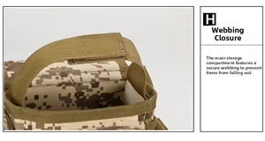 Close-up of tactical leg bag showing secure webbing and velcro on the main storage pocket