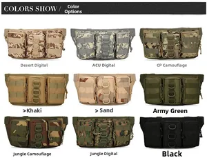 Tactische drievoudige tas in camouflagekleuren met MOLLE-systeem en D-ringen