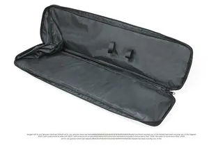 Detail view of the black multi-functional outdoor bag showing grey fabric inner lining