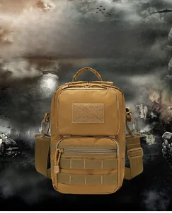 Tactical cross-body bag with Molle system and multi-layer zippers for hiking