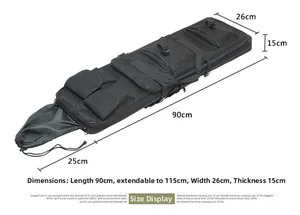 Detail showing the 90-115cm expandable tactical bag with multiple exterior pockets