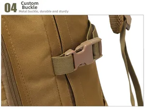 Close-up of durable tactical backpack buckle with high-density nylon webbing strap