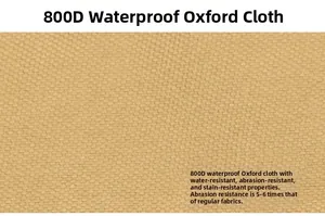 Close-up of durable khaki 800D oxford fabric with waterproof and wear-resistant texture