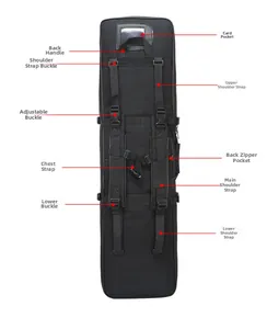 Tactical gun bag detail showing adjustable shoulder straps and transparent ID window