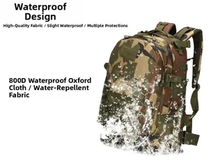 Detail of 800D oxford fabric tactical backpack with waterproof splash effect