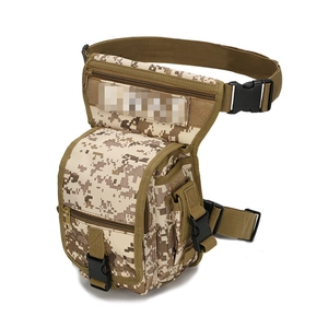 Tactical outdoor leg bag in desert digital camo nylon with adjustable straps for hiking