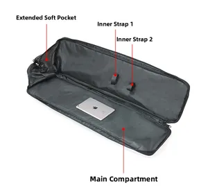 Detailed interior of 120cm tactical fishing bag showing straps and padded lining