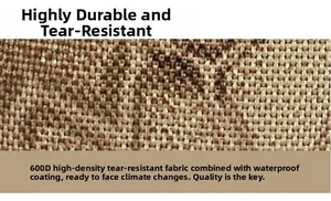 Detail of 600D high-density waterproof tear-resistant camouflage fabric for hiking backpack