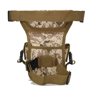 Tactical leg bag in desert digital camouflage with durable nylon and adjustable straps