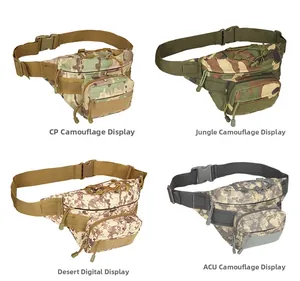 Tactical waist bags shown in four camouflage patterns including CP and ACU digital camo