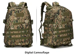 Dual view of tactical backpack showing Molle system webbing and jungle digital camouflage