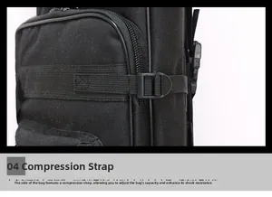 Macro shot of durable nylon compression straps and buckle on tactical fishing bag