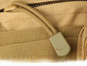 Detail view of durable paracord zipper pull on a 900D Oxford fabric tactical waist bag
