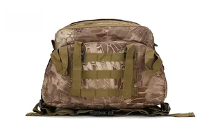 Tactical backpack base view with Molle system webbing and heavy-duty nylon adjustment buckles