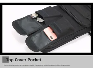 Tactical black nylon gear bag detail showing dual velcro pockets with phone and accessories