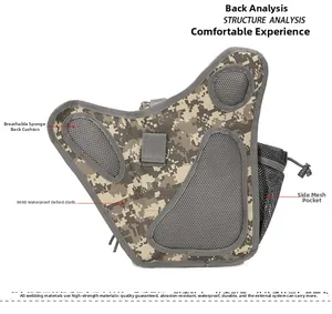 Tactical shoulder bag with 800D waterproof oxford fabric and breathable sponge back pad