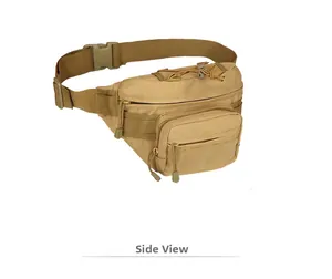 Side view of 900D Oxford tactical waist bag with Molle webbing and adjustable buckle